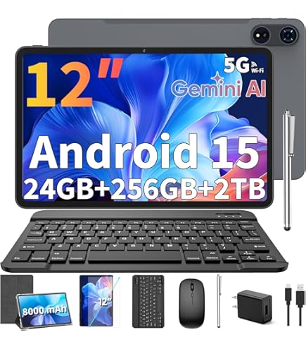Amazon.com : 12 inch Android 15 Tablet, 2026 Tablet with Keyboard